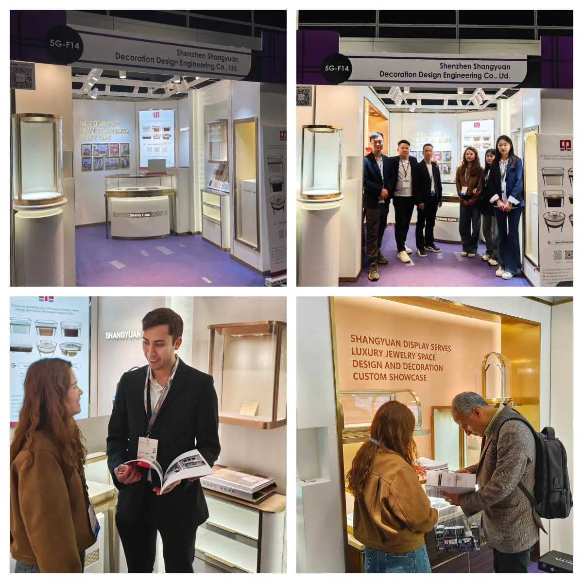 Professional jewelry showroom design team at Hong Kong International Jewellery Show 2024 by Shangyuan Display.